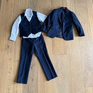 Boys Plavict Slim Navy Suit - Size 5